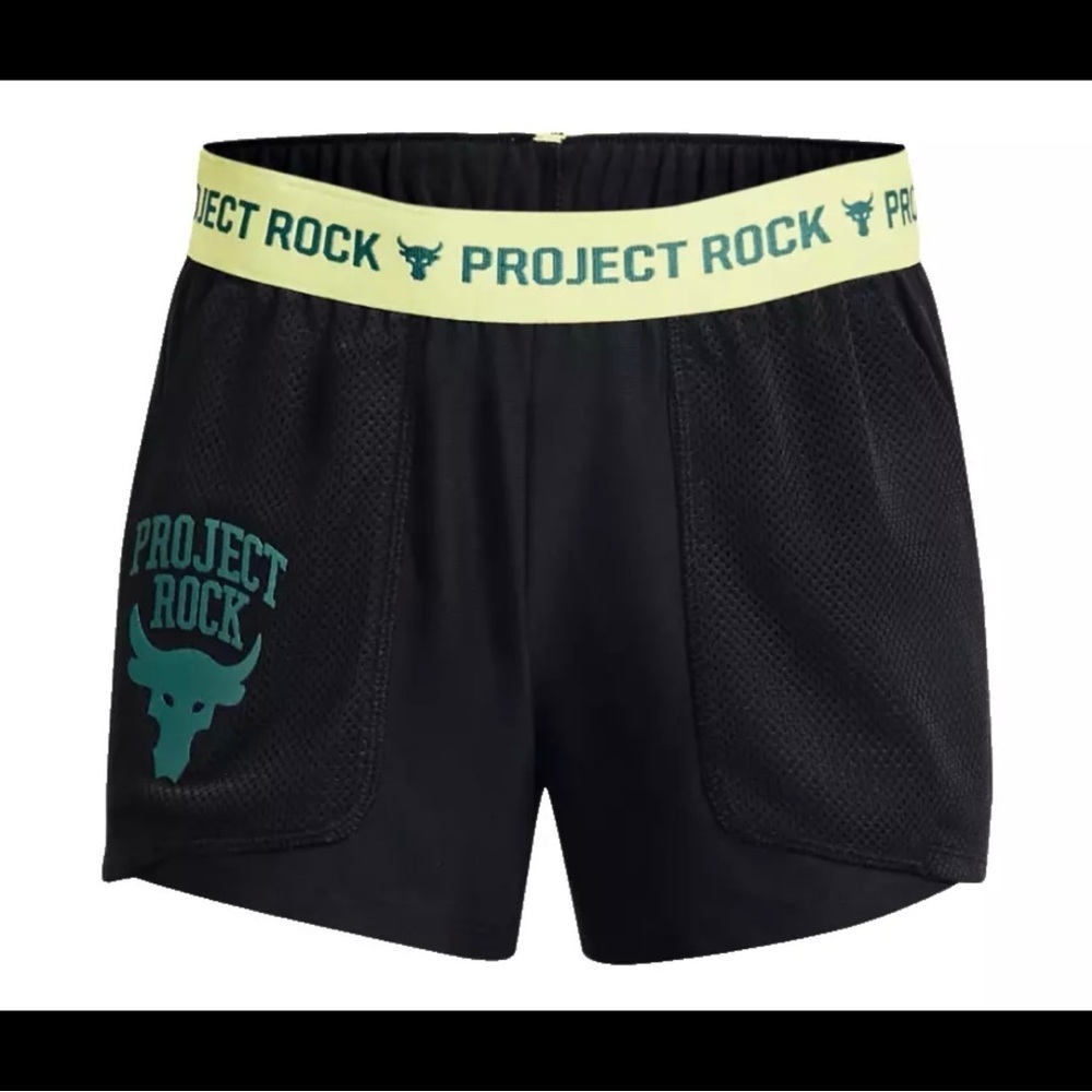 Under Armour Girls' Project Rock Play Up Shorts Black XL Athletic